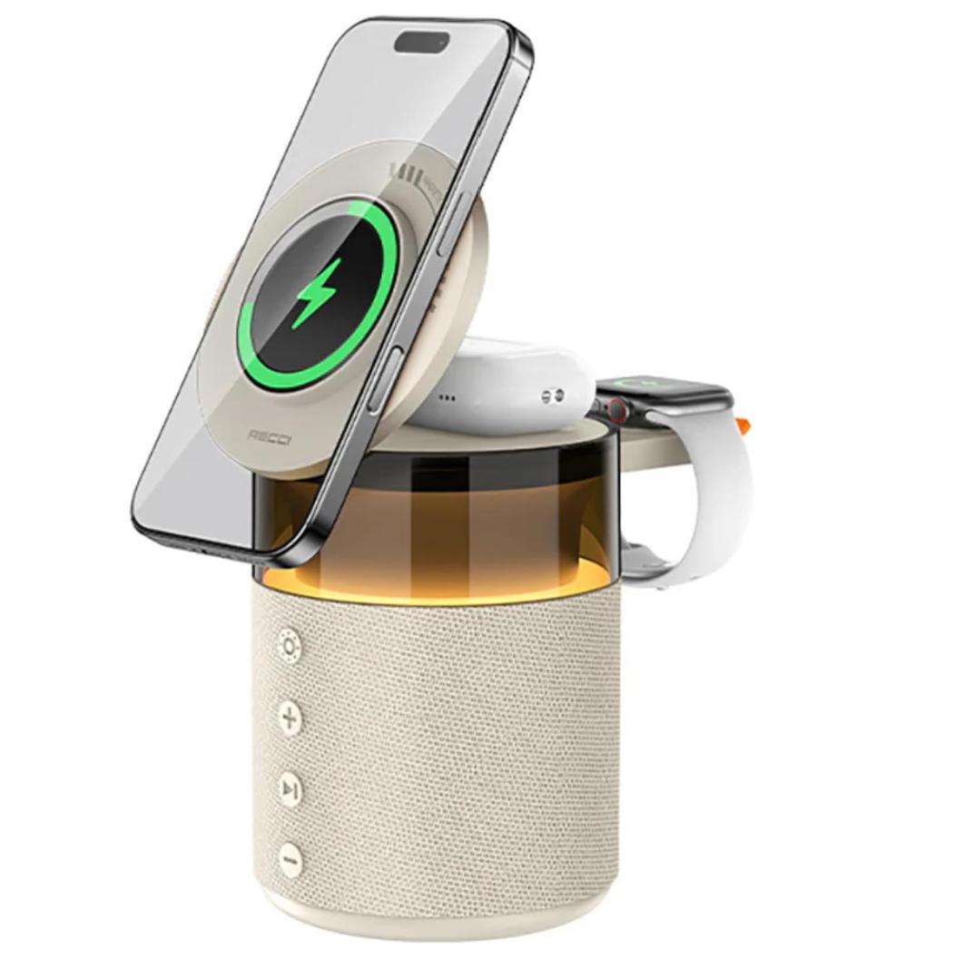 Fulltech FTS-9 5 İn 1 Arada Mıknatıslı Kablosuz Şarj Destekli Bluetooth 5.4 Hoparlör ve Gece Lambası
